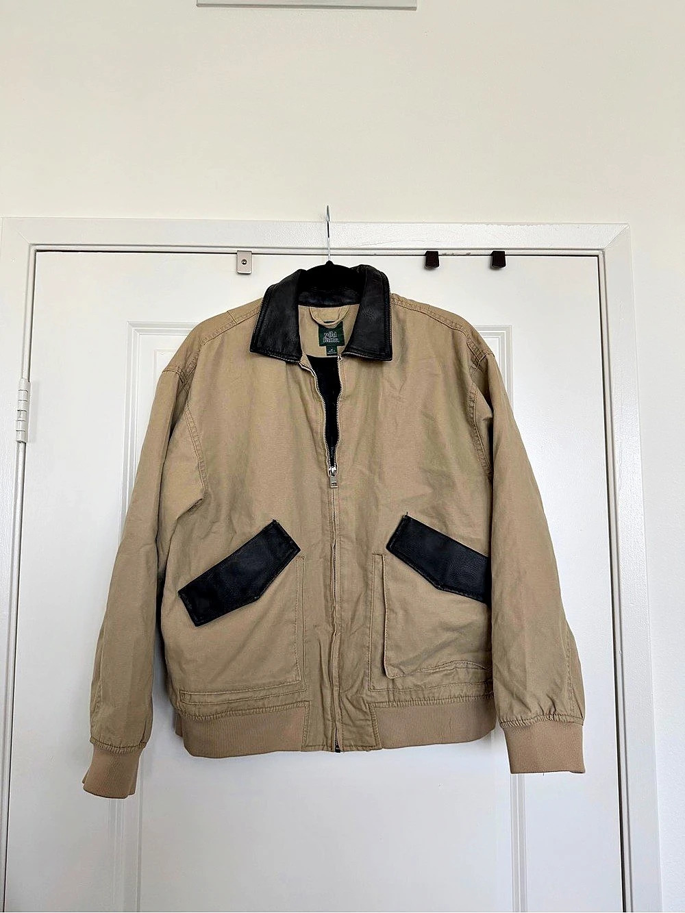Wild Fable Canvas Faux Leather Trim Bomber Jacket Brown